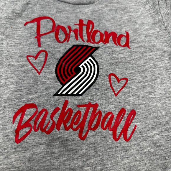 NBA Girl's Size 4T Portland Basketball Ruffle Layered Short Sleeve Dress Gray - Picture 3 of 16